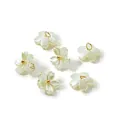Detailed view of iridescent pearlescent ABS flower pendants for DIY jewelry crafts - Yellow (4656)