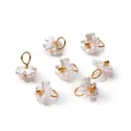 Close-up of pearlescent ABS flower pendants with golden loops for DIY jewelry making - Iridescent Champagne (4657#)