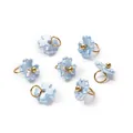 Macro view of blue iridescent 3D flower charms with gold loops for DIY jewelry - Iridescent Sky Blue (4657#)