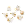 Close-up of iridescent ABS pearl lily of the valley flower pendants for DIY jewelry - Beige (4661)