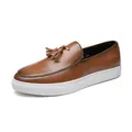 Heren bruine kwastjes loafers van leer met dikke witte zool voor zakelijk casual mode - 38 / Stijl 1800 / Bruin