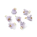 Detailed view of pearlescent light purple flower pendants with golden rings for DIY jewelry - Purple (4661)