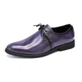 Elegante lilafarbene Derby-Schuhe aus Leder mit Schnürung und schwarzer Sohle (81) - 38 / Glänzender Lack-Gradient-Stil (3612) / Lila