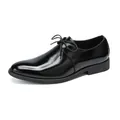 Klassische formale Schnür-Derby-Schuhe aus schwarzem Glanzleder für Business und Büro - 38 / Glänzender Lack-Gradient-Stil (3612) / Schwarz