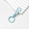 Vista dettagliata di un moschettone in lega di zinco blu macaron per portachiavi - Mini Portachiavi Moschettone a Molla (AC4948) / 1 set / Azzurro