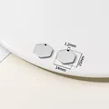 Detailed view of hexagonal stainless steel blank jewelry tag showing 14mm x 15mm dimensions - Single Hole Hexagon / 10 Pieces Pack / Steel Color Hexagon