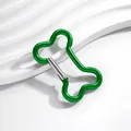 Gros plan d'un mousqueton en aluminium vert en forme d'os sur un support blanc - Style Os / 1 Pièce (Environ 48 * 30,5 mm) / Vert