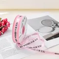 Nastro a rete rosa con stampa Best Wishes per confezioni regalo e bouquet di fiori - Confezione da 2 Metri / Rosa chiaro