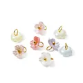 Detail view of colorful iridescent pearl flower pendants for DIY jewelry making - Random Mixed Colors