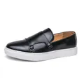 Modieuze zwarte business casual loafers voor heren met comfortabele witte platformzool - 38 / Zwart