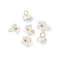 Iridescent pearlescent flower charms with gold jump rings for handmade DIY jewelry - White