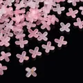 Macro detail of frosted pink acrylic flower beads with gold glitter for DIY jewelry. - Gold Foil Four-Petal Flower Cap / 100 Pieces/Pack / Pink