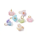 Detail of colorful ABS pearl flower pendants with gold loops for DIY jewelry making - Iridescent Random Mix