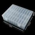 Vue détaillée boîte de rangement PP 28 cases avec dimensions 22x17,5x6,2 cm. - 17.5x22x6.2cm / Transparent 28 Grilles Type B