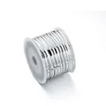 Close-up of shiny silver PET metallic twist ties on a white plastic spool for sealing - 1 Roll (Approx 91 Meters) / Silver