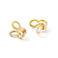 Chiusura a connettore a doppio anello in ferro placcato oro per la creazione di gioielli. - Connettore per Catena a Sfere (AC4887) / 30 Pezzi (Circa 4.5*7.5mm) / Oro
