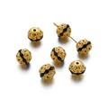 Cuentas espaciadoras de bola hueca dorada de 10mm con diamantes negros para joyas DIY - 10 Pcs/Pack (9.5x10mm) / Dorado Negro