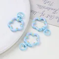 Light blue flower spring buckle with hand-painted dots for DIY keychain and bag accessory - 1 Piece (28x41mm) / Blue
