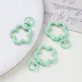 Mint green flower-shaped enamel spring buckle for DIY jewelry and bag charms - 1 Piece (28x41mm) / Mint Green