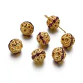 Cuentas espaciadoras doradas caladas de 10mm con cristales púrpuras para joyas DIY pro - 10 Pcs/Pack (9.5x10mm) / Oro Rosa