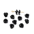 Small black 3D aluminum rose beads for DIY jewelry making and bracelet decoration - S / 50 Pieces / Black