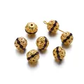 Cuenta espaciadora redonda hueca dorada de 10 mm con diamantes de imitación púrpuras DIY - 10 Pcs/Pack (9.5x10mm) / Dorado Púrpura