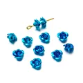 Metallic blue aluminum rose beads for DIY jewelry making accessories - S / 50 Pieces / Blue