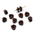 3D brown aluminum rose flower charms for DIY jewelry making handmade accessories - S / 50 Pieces / Dark Coffee