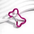 Détail macro du mousqueton en aluminium fuchsia en forme d'os avec fermoir à ressort - Style Os / 1 Pièce (Environ 48 * 30,5 mm) / Rose rouge