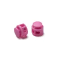 Pink double-hole plastic cord lock toggle stopper with metal spring for elastic cords - Double Hole Spring Adjustment Buckle / 10 Pieces Pack / Solid Rose Red