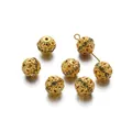 Cuentas espaciadoras redondas huecas doradas de 10 mm con diamantes de imitación DIY - 10 Pcs/Pack (9.5x10mm) / Oro Amarillo