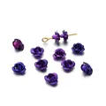 Premium purple aluminum 3D rose flower charms for DIY necklace and bracelet jewelry making - Deep purple