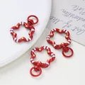 Cierre de resorte de flor roja pintada a mano para llaveros y joyería artesanal - 1 Pieza (28x41mm) / Rojo