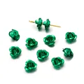 Exquisite green 3D aluminum rose flower charms for handmade DIY jewelry accessories - Green