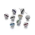 Cuentas redondas huecas de 10 mm con diamantes de imitación para hacer joyas de bricolaje - 10 Pcs/Pack (9.5x10mm) / Silver random mix