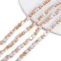 Perline di cristallo di vetro sfaccettate da 8mm in champagne e bianco per gioielli DIY - 1 Filo (circa 79 Perline) / Oro Champagne e Bianco