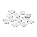 Mirror polished stainless steel round charm tag with double holes for DIY jewelry making - Steel / 6mm