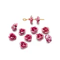 Vibrant magenta aluminum 3D rose flower charms for DIY jewelry making accessories - Pink