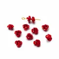 Small 3D red aluminum rose beads for DIY jewelry making and bracelet decorations - Red