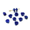 Blue aluminum three-dimensional rose flower beads for DIY jewelry making accessories - Sapphire Blue