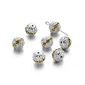 Cuentas espaciadoras huecas de 10mm en plata con diamantes amarillos para joyería DIY - 10 Pcs/Pack (9.5x10mm) / Plata Amarillo