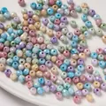 Cuentas de vidrio facetadas 6mm colores caramelo para joyería y pulseras de bricolaje - Paquete de 40 / Arcoíris oscuro