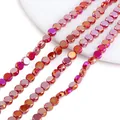 8mm facettierte flache runde Glaskristallperlen mit orangefarbenem Regenbogeneffekt - Solides Rot
