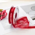 Elegante nastro a rete rosso con stampa Best Wishes For You per confezioni regalo e fiori - Confezione da 2 Metri / Rosso