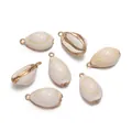 Natural white cowrie shell pendants with elegant gold plated edges for DIY jewelry making - Cowrie (E08)