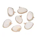 Natural white shell pendants with gold-plated edges for DIY jewelry making charms - Cockle (E10)