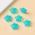 Cyan translucent star-shaped acrylic beads with straight holes for DIY jewelry making. - 19x20mm / 5 Pieces / Lake Blue