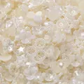 Assorted white acrylic pearl beads in flower and star shapes for DIY jewelry crafting. - (5-15mm) 20 Grams / White