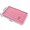 Afmetingen van roze fluwelen ringdisplay: 210mm x 123,5mm x 23,5mm met 7 sleuven - Lange Plaat / 1 Stuks/Verpakking (123.5x210x23.5mm) / Roze