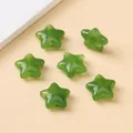 Vibrant green star-shaped acrylic beads with pre-drilled holes for DIY jewelry making - 19x20mm / 5 Pieces / Green